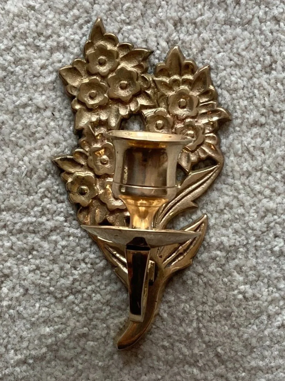 Vintage Brass Floral Wall Sconce